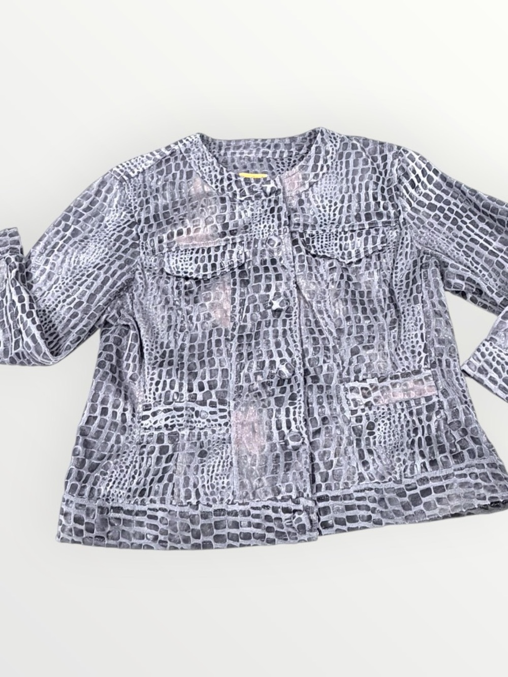 Ruby Rd Croc-Embossed Gray Women’s Jacket - Picture 12 of 12
